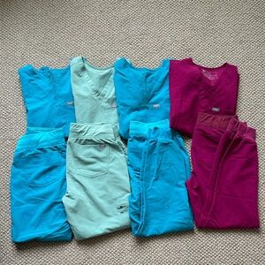 Figs Women's Scrub Set in Teal and Magenta